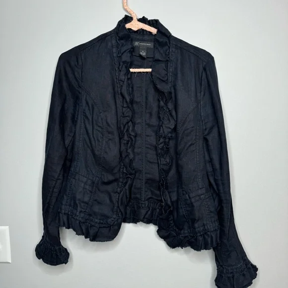 Black cropped linen jacket - Picture 4 of 13